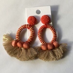 Beaded fan drop 3 inches Earrings